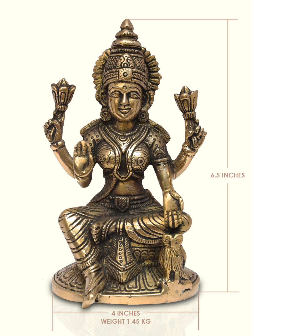 6.5" Brass Oval Base Seated Lakshmi - Sripuram Store