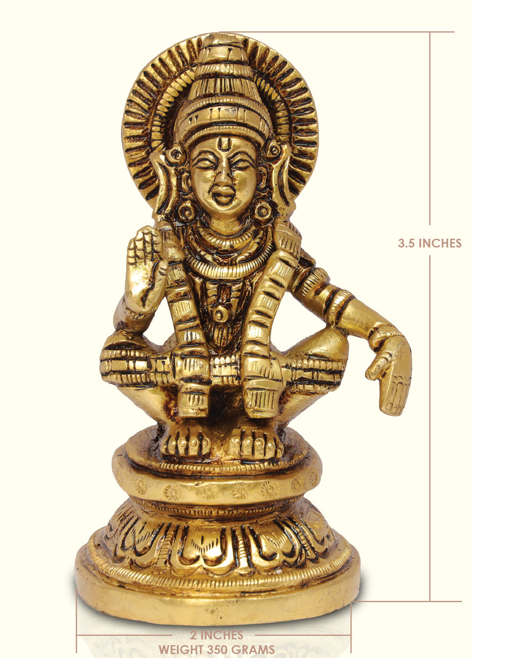 3.5" Brass Ayyapa Swami - Sripuram Store