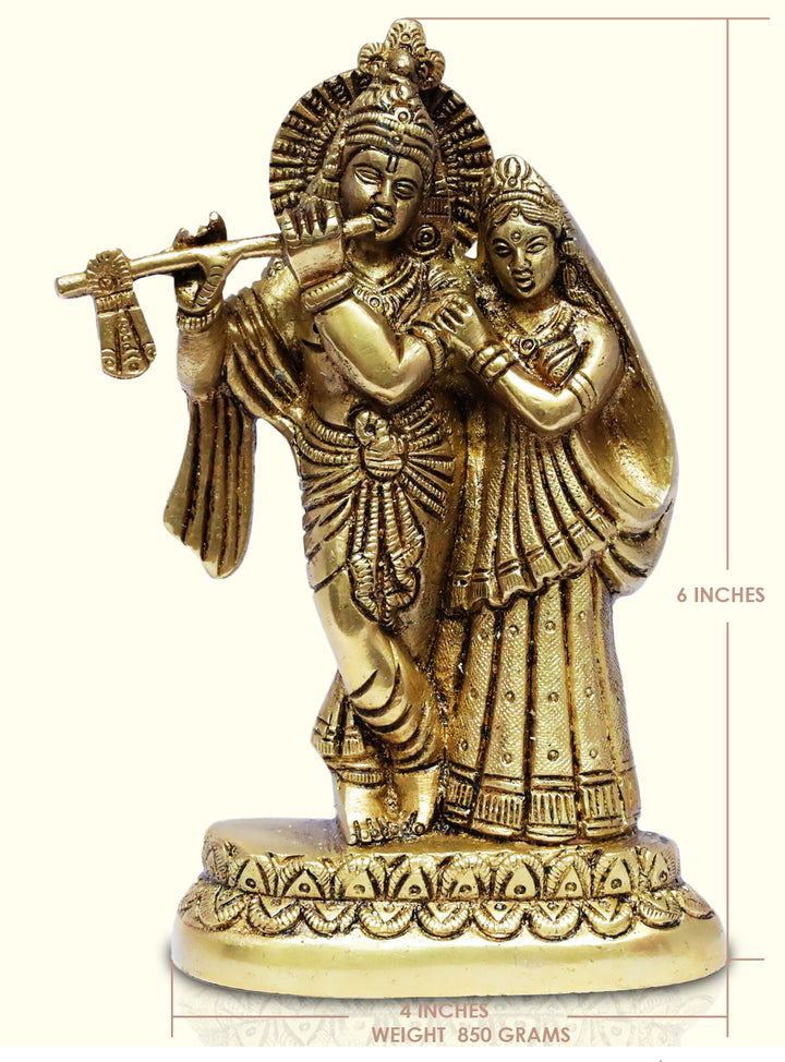 6" Brass Radha Krishna - Sripuram Store