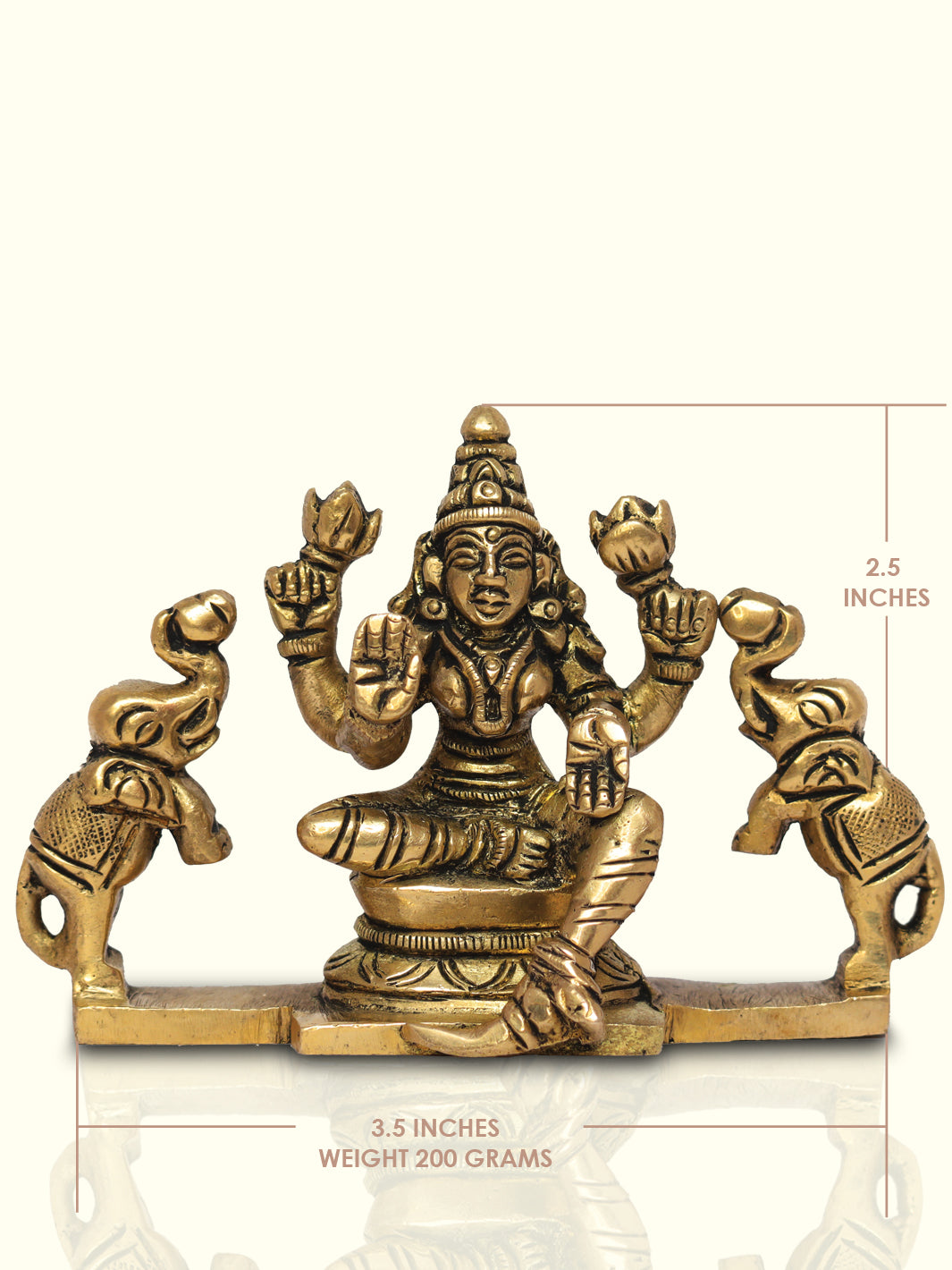 2.5" Brass Gajalakshmi Antique Finish - Sripuram Store