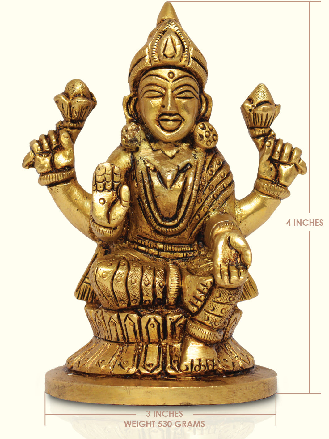 4 " Brass Lakshmi with Round Base - Sripuram Store