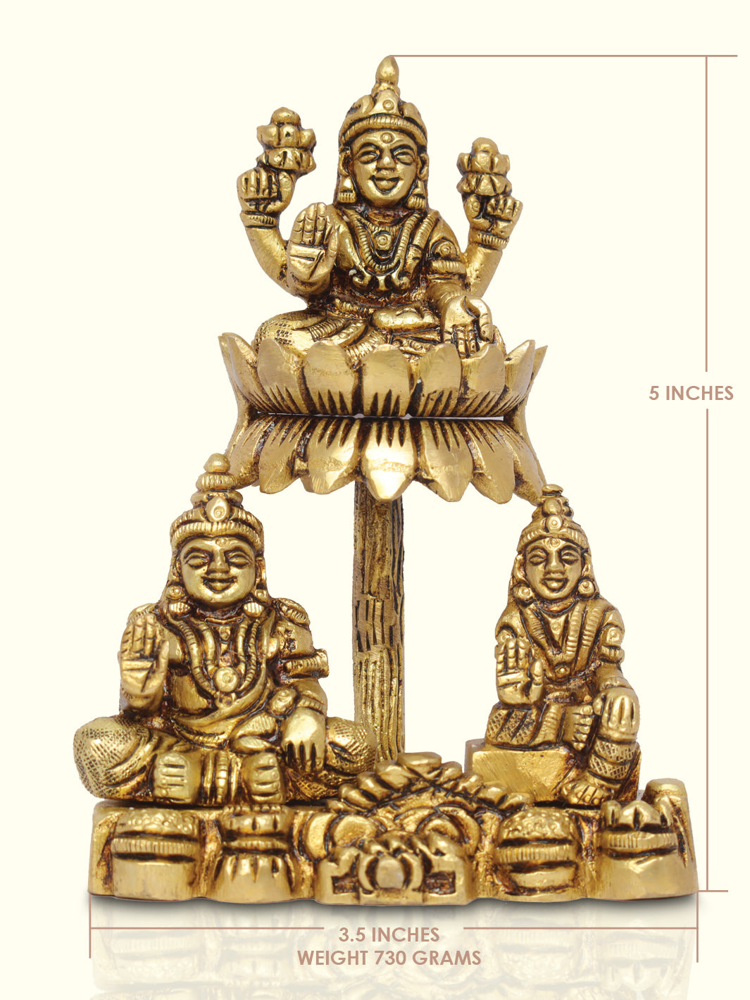 5" Brass Kuber Lakshmi - Sripuram Store