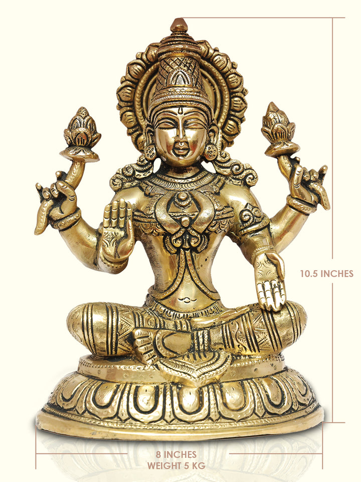 10.5" Brass Lakshmi with Oval Base - Sripuram Store