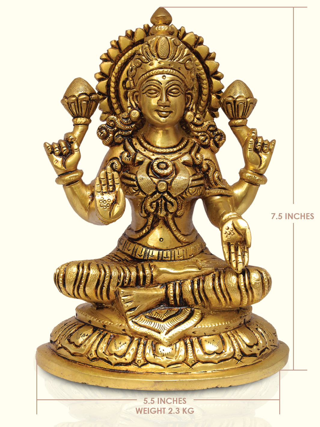 7.5" Brass Lakshmi with Special Finish - Sripuram Store