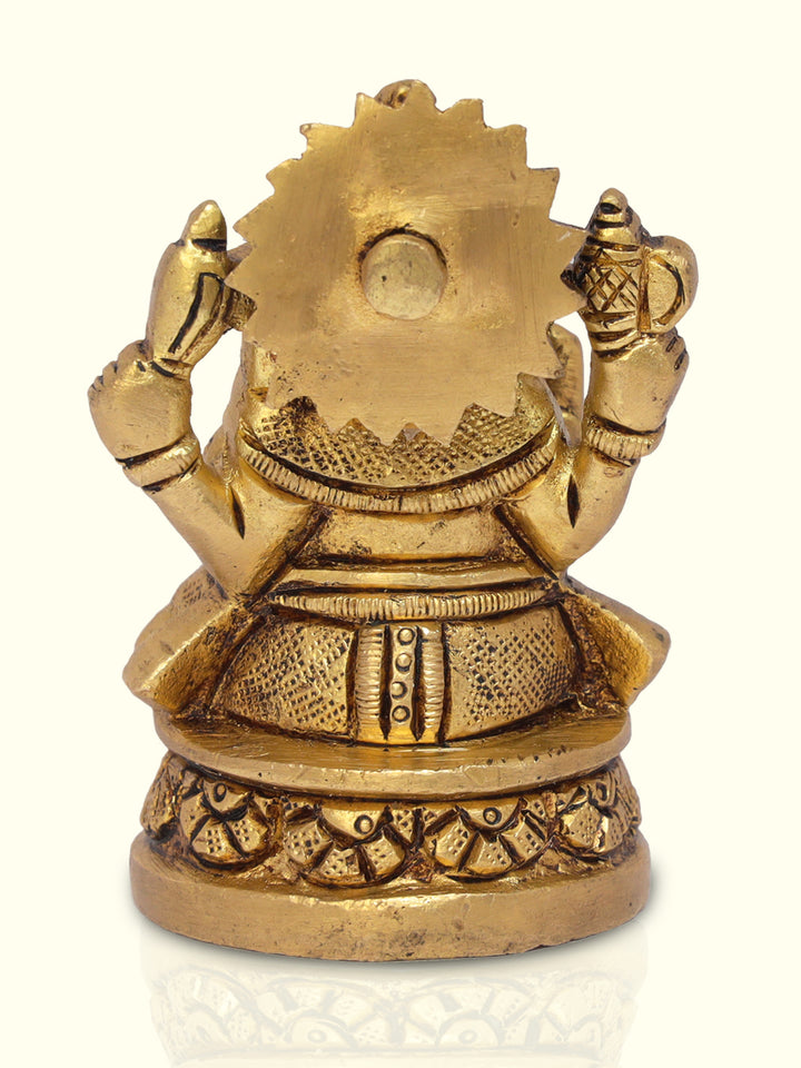 3" Brass Ganesha with Round Base - Sripuram Store