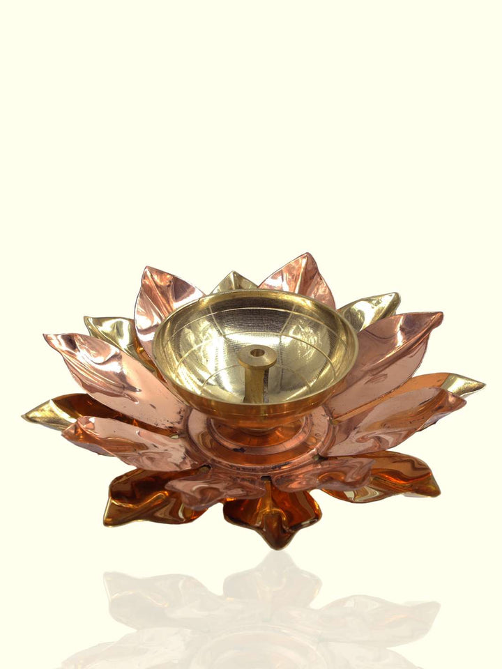 5" Wide Brass Rainbow Lotus Lamp - Sripuram Store