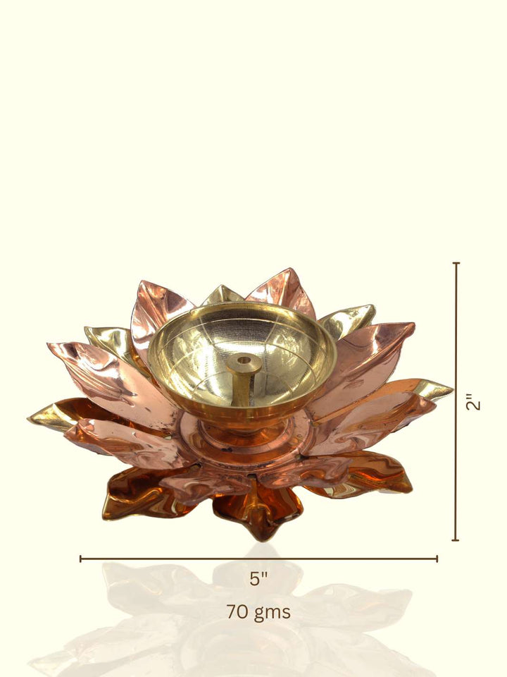 5" Wide Brass Rainbow Lotus Lamp - Sripuram Store