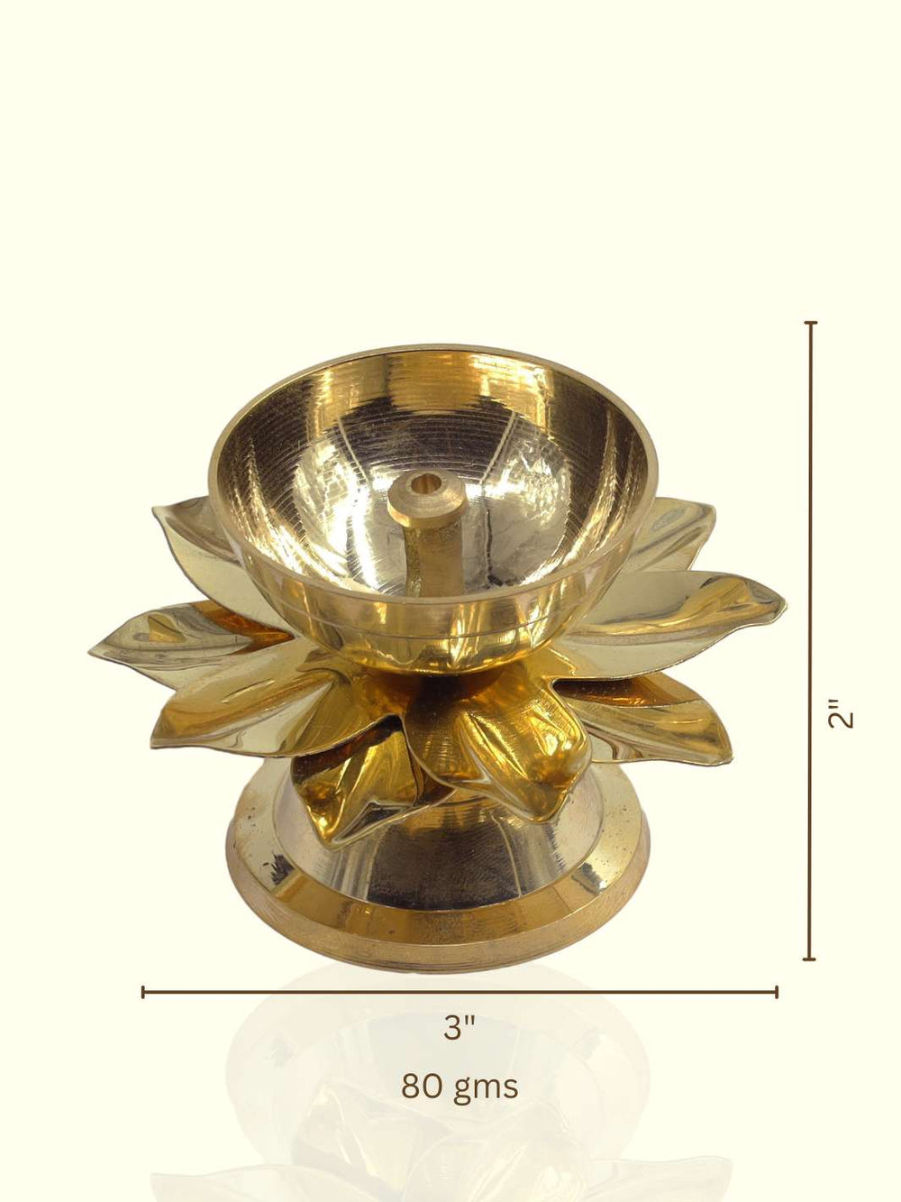 3" Wide Small Deepa with Lotus design - Sripuram Store