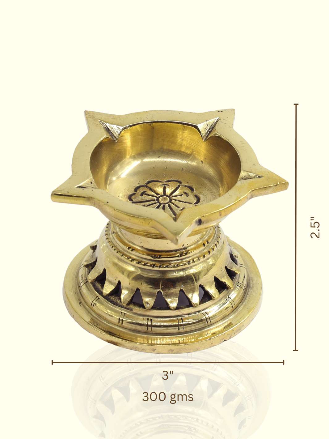 2.5" Brass Deepa - Star Shape - Sripuram Store