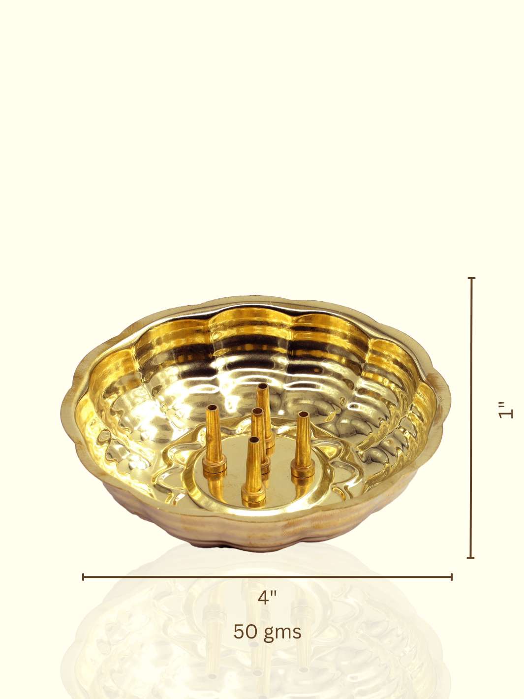 4" Bowl Shape Brass Incense (Agarbatti) Stand - Sripuram Store