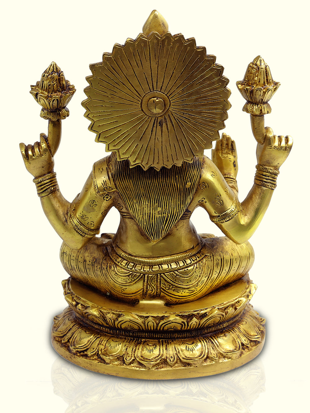 10.5" Brass Lakshmi with Round Base - Sripuram Store