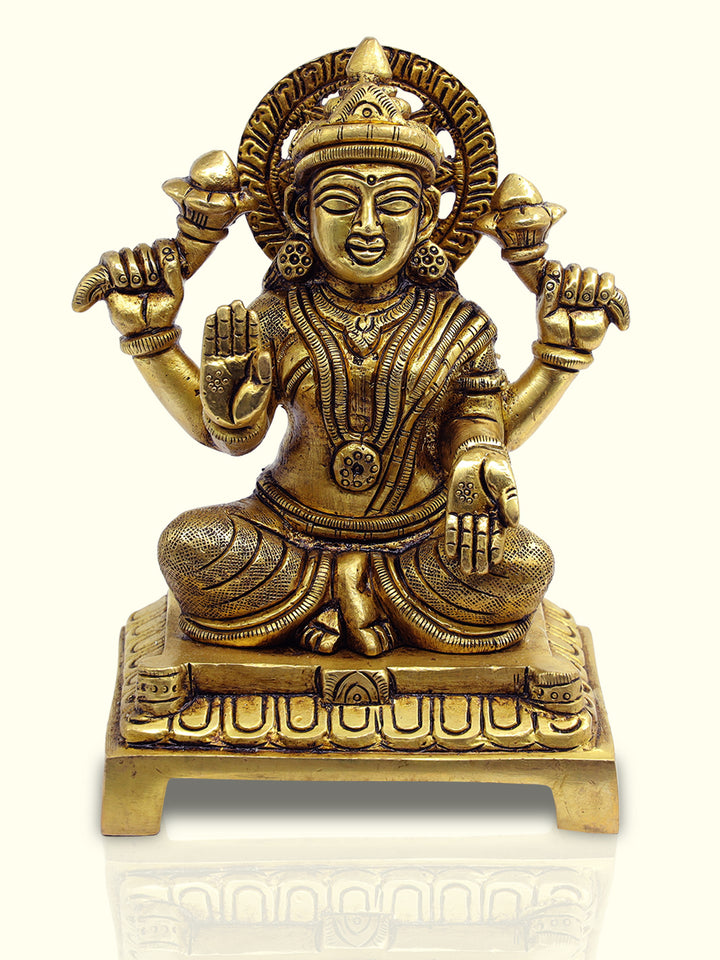 6" Brass Padma Lakshmi with Square Base - Sripuram Store