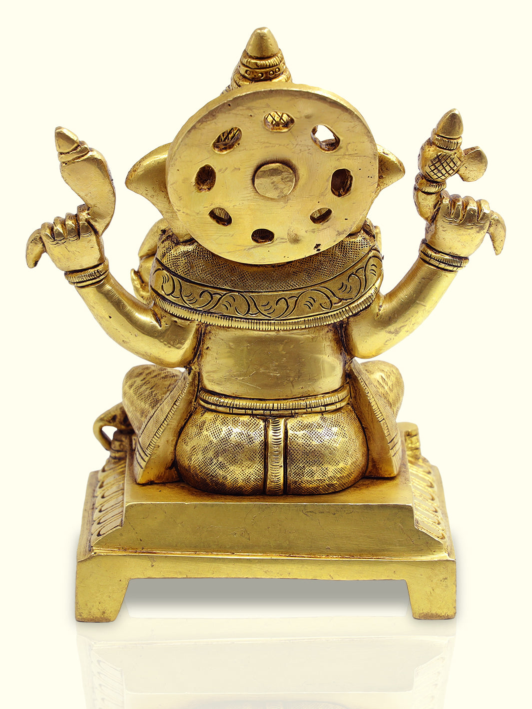 6.5" Brass Ganesha with Square Base - Sripuram Store