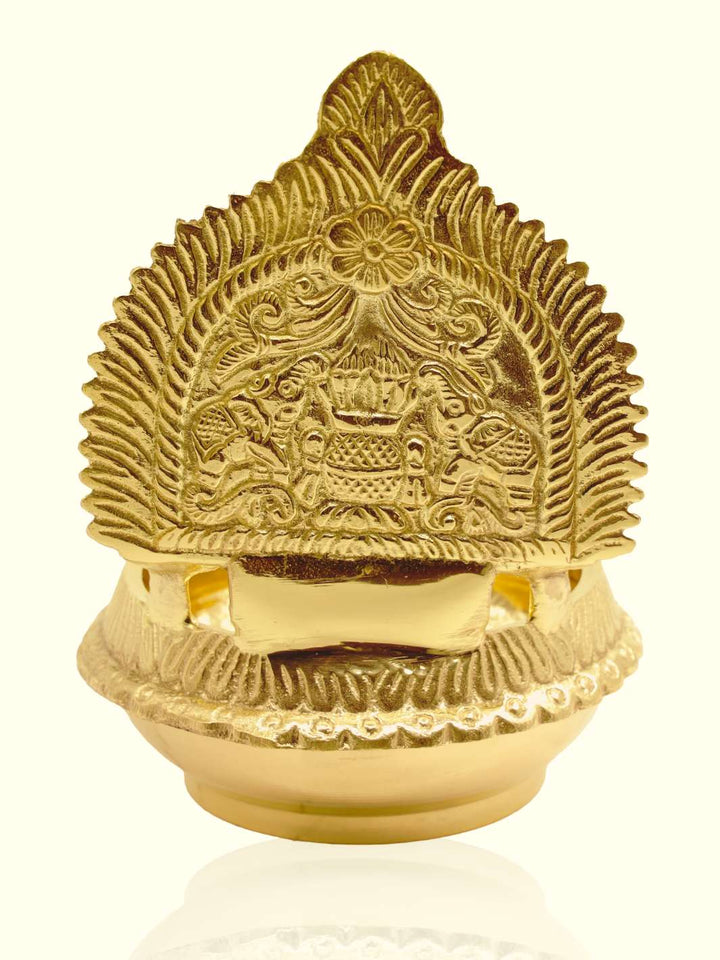 6" Brass GajaLakshmi Deepa (Lamp) - Sripuram Store