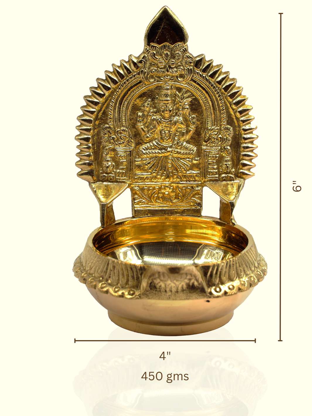 6" Brass Kamatchi Deepa (Lamp) - Sripuram Store