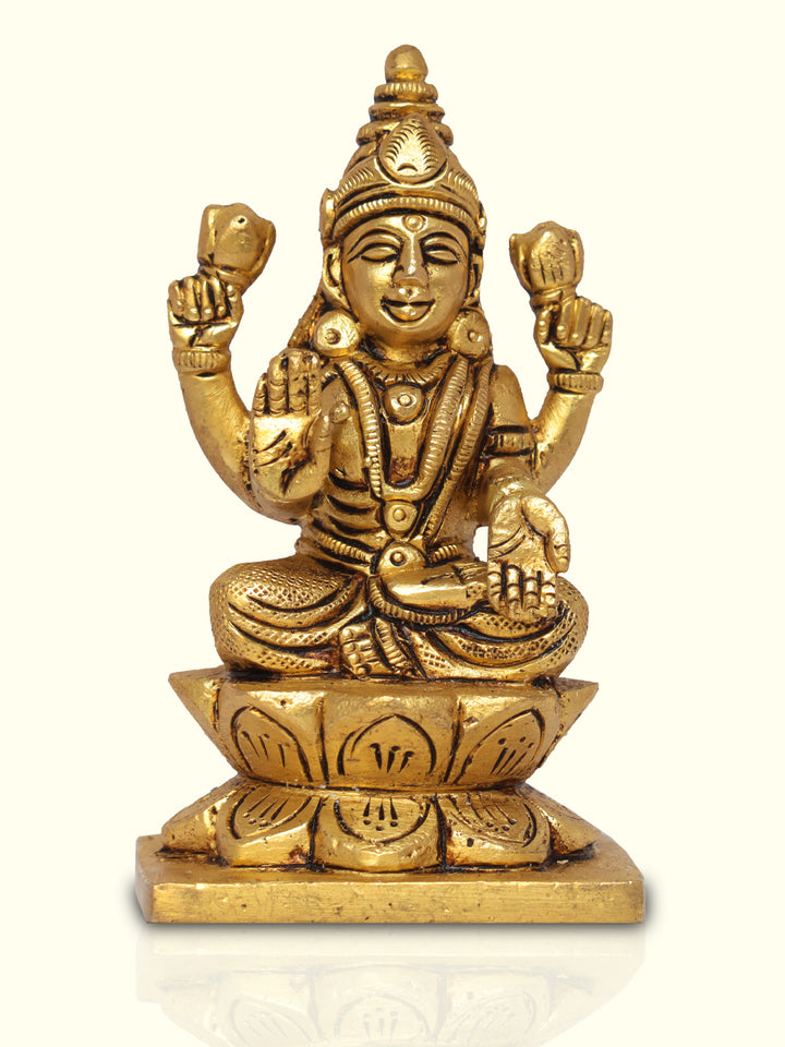 4" Brass Lotus Padma Lakshmi with Square base - Sripuram Store