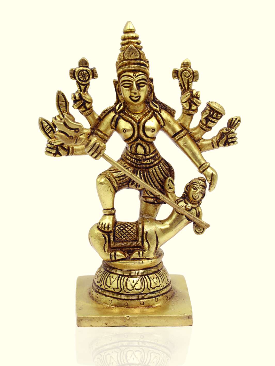 7" Brass Mahishasura Mardini - Sripuram Store