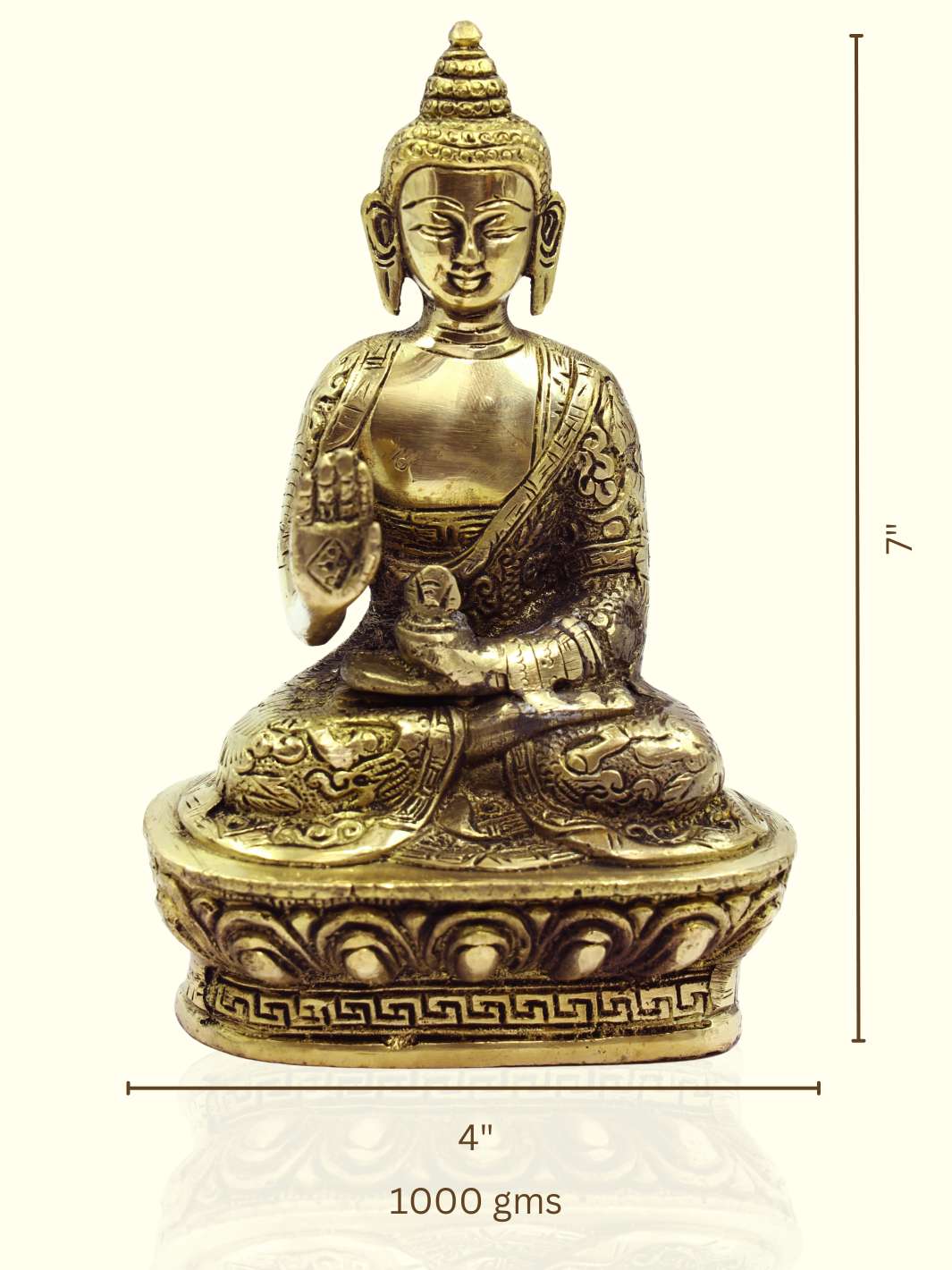 7" Brass Buddha - Sripuram Store