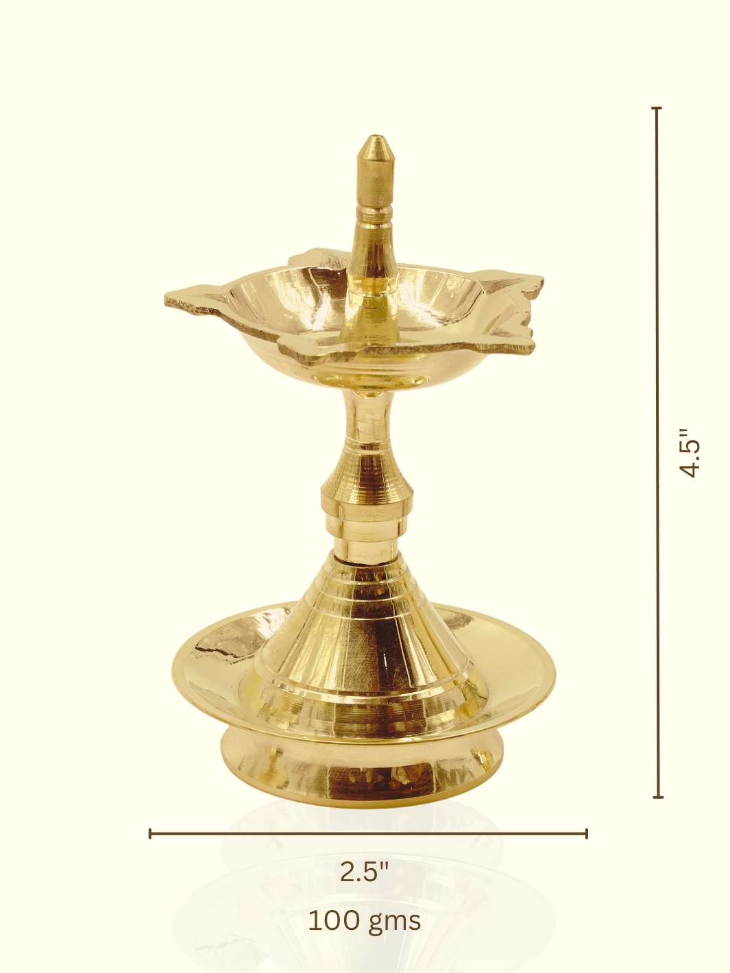 4.5" Brass Standing Lamp -  Udupi Deepa - Sripuram Store