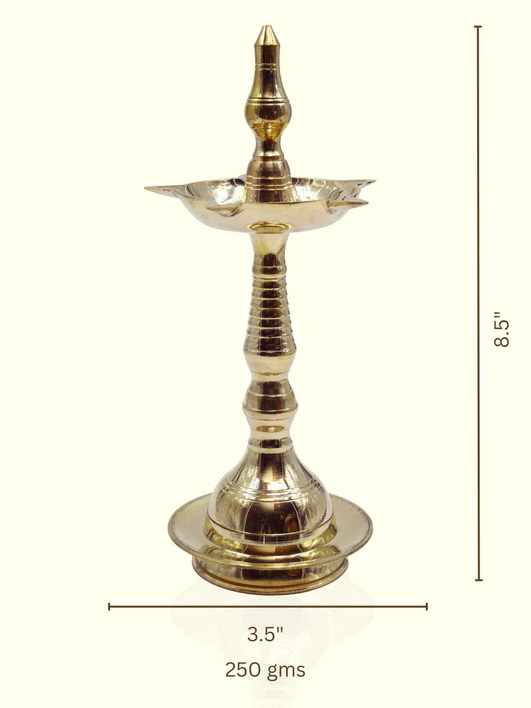 Brass Fancy Standing Lamp -  Kerela Deepa. 8.5", 9" & 9.5" - Sripuram Store