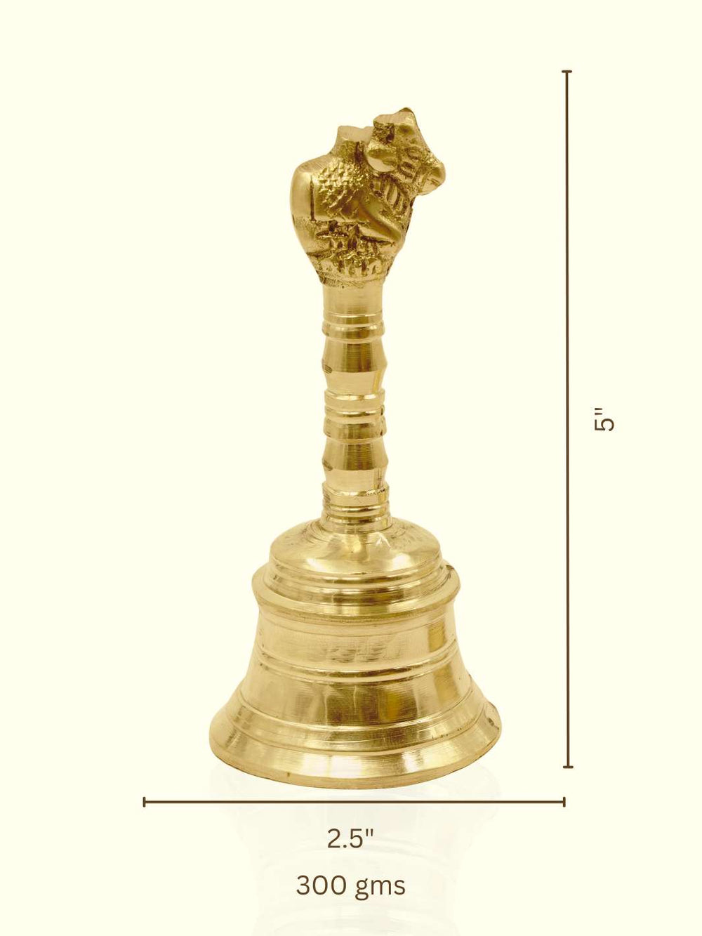 5" Brass Bell with Nandi - Sripuram Store