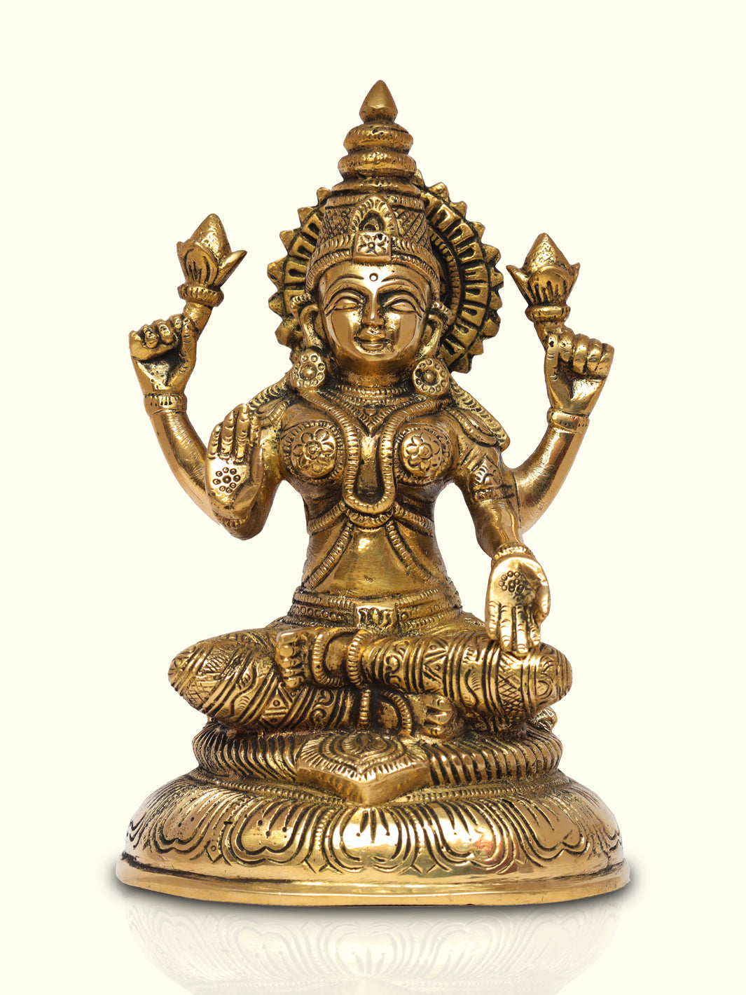 7.5" Brass Padma Lakshmi with Oval Base - Sripuram Store