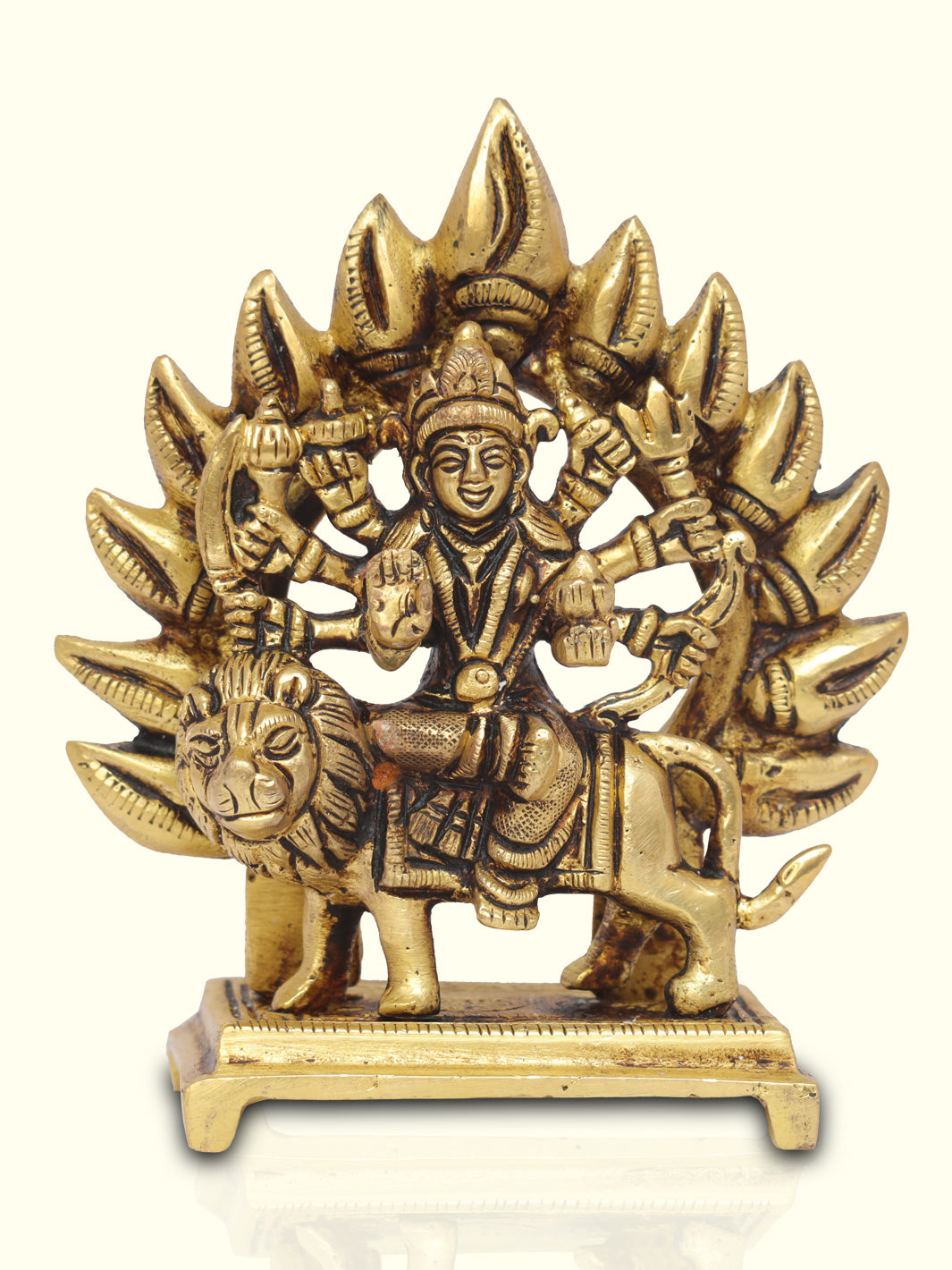 4.5" Brass Durga with Arch - Sripuram Store