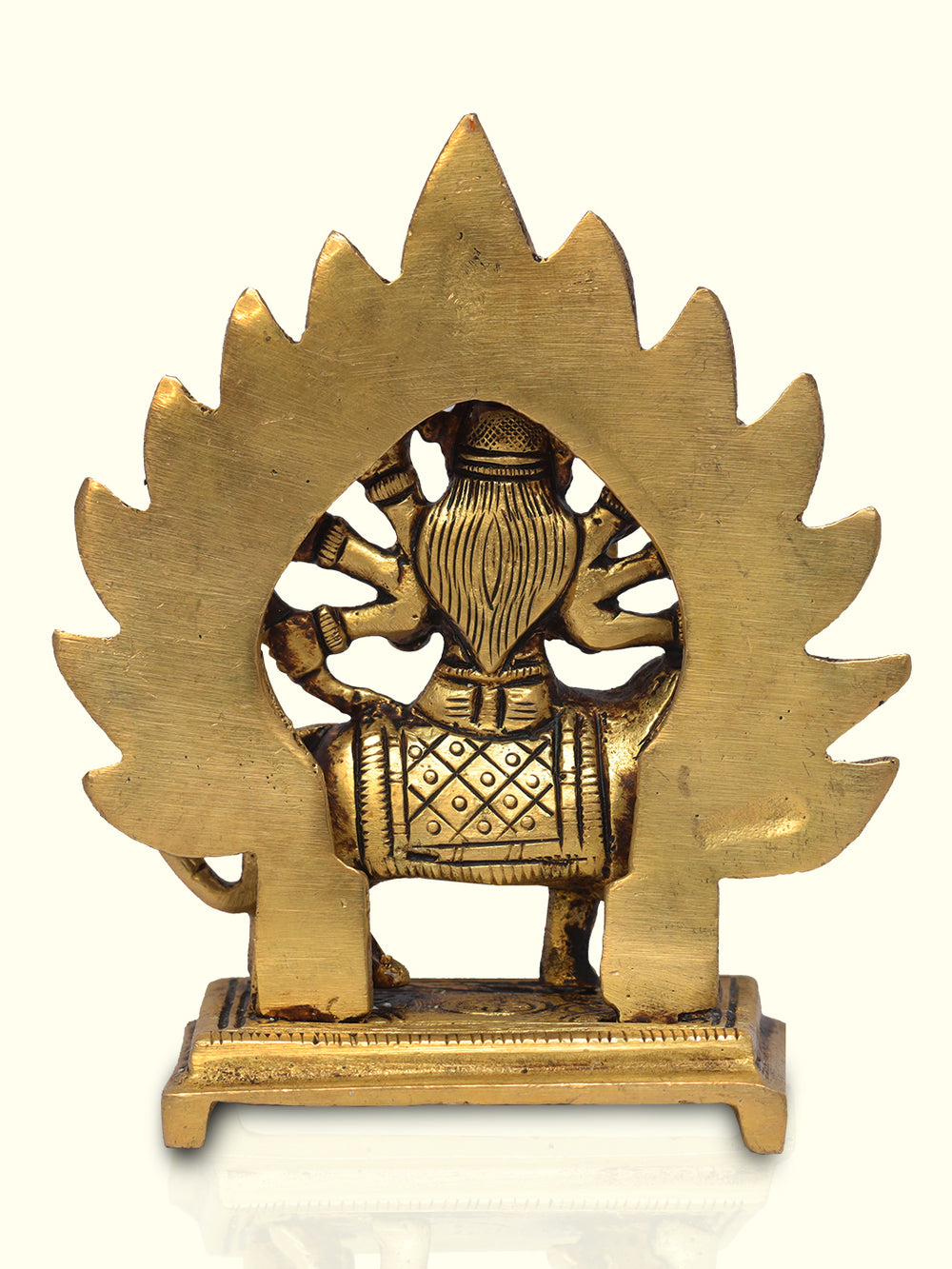 4.5" Brass Durga with Arch - Sripuram Store