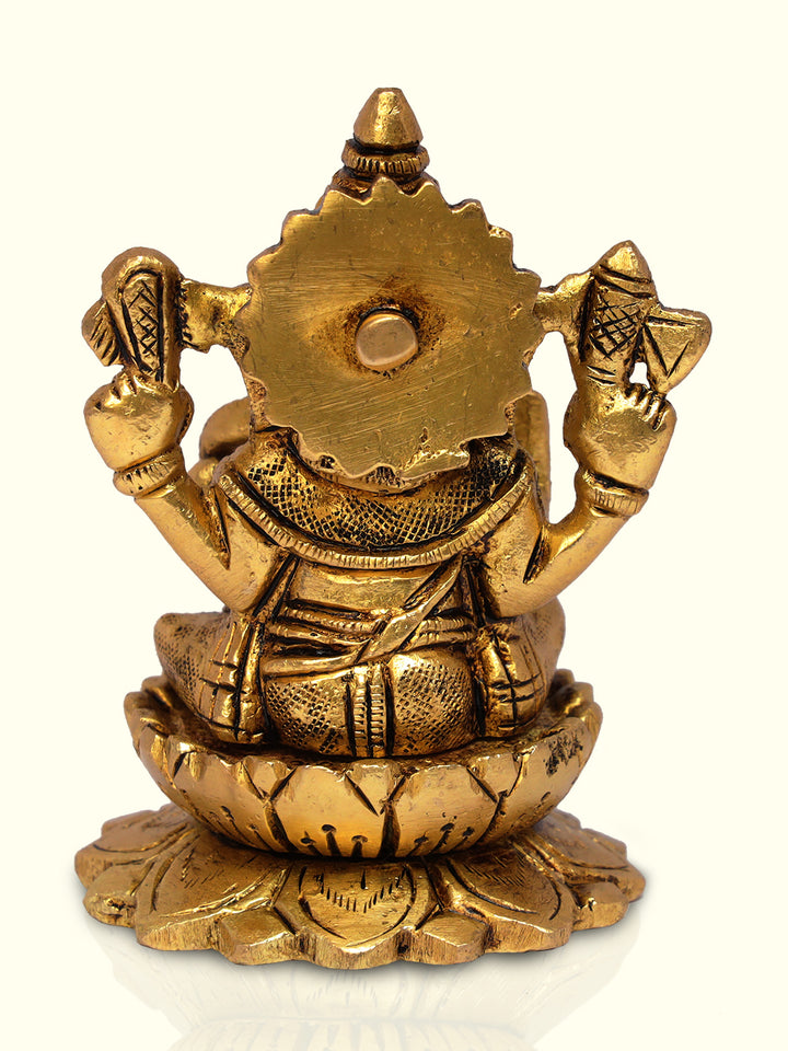 3.5" Brass Ganesha with Lotus Base - Sripuram Store