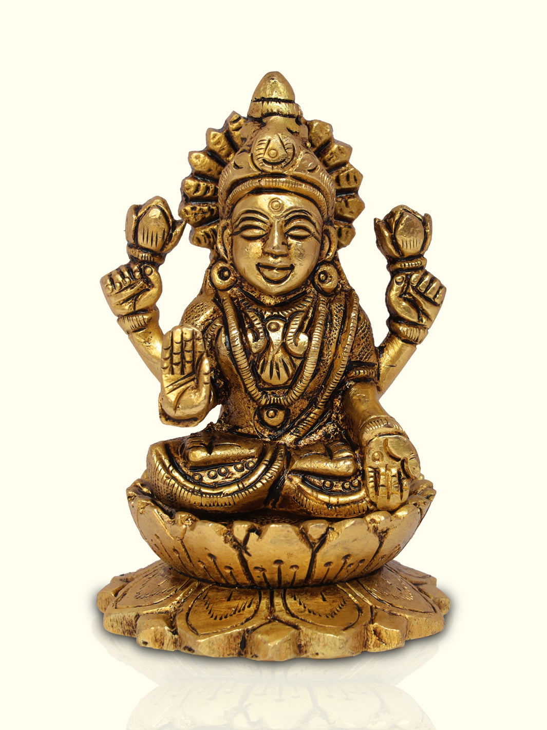 3.5" Brass Lakshmi with Lotus Base - Sripuram Store