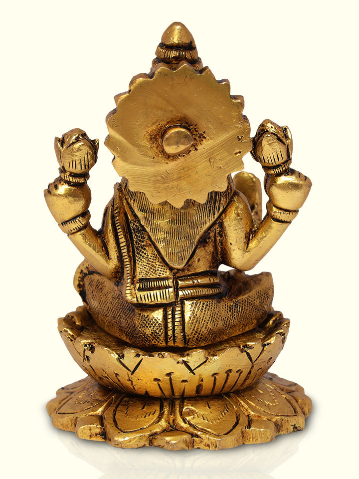 3.5" Brass Lakshmi with Lotus Base - Sripuram Store