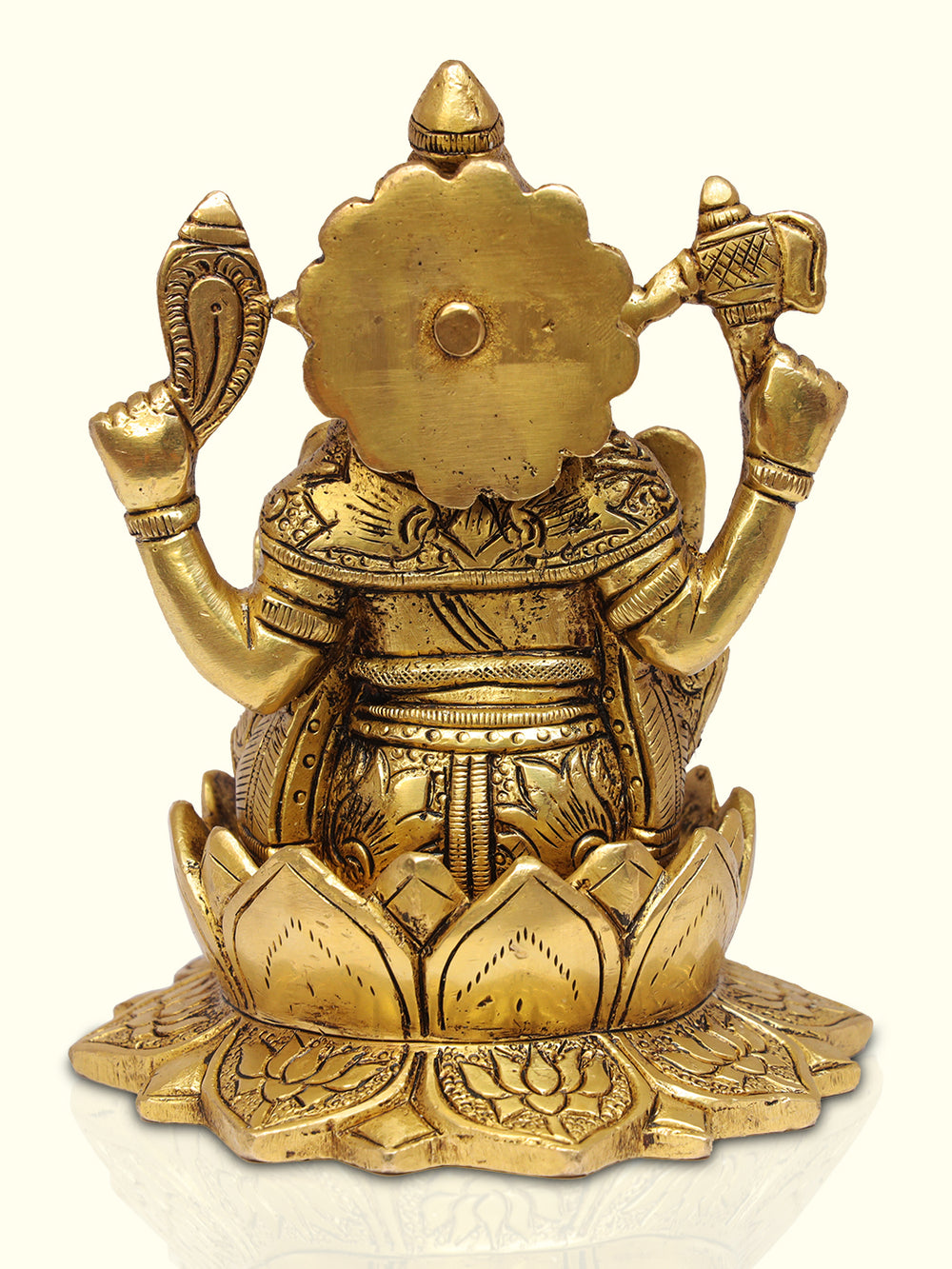 5.5" Brass Ganesha with Lotus Base - Sripuram Store