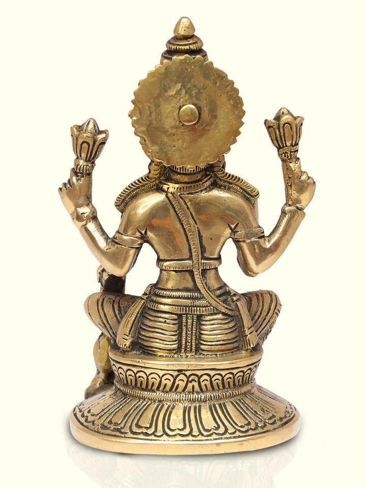 6.5" Brass Oval Base Seated Lakshmi - Sripuram Store