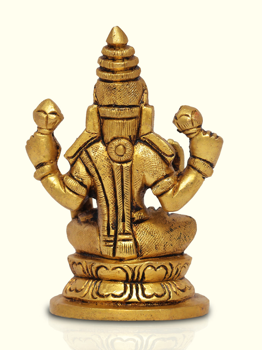 3.5" Brass Lakshmi with Round Base and Yellow Antique Finish - Sripuram Store