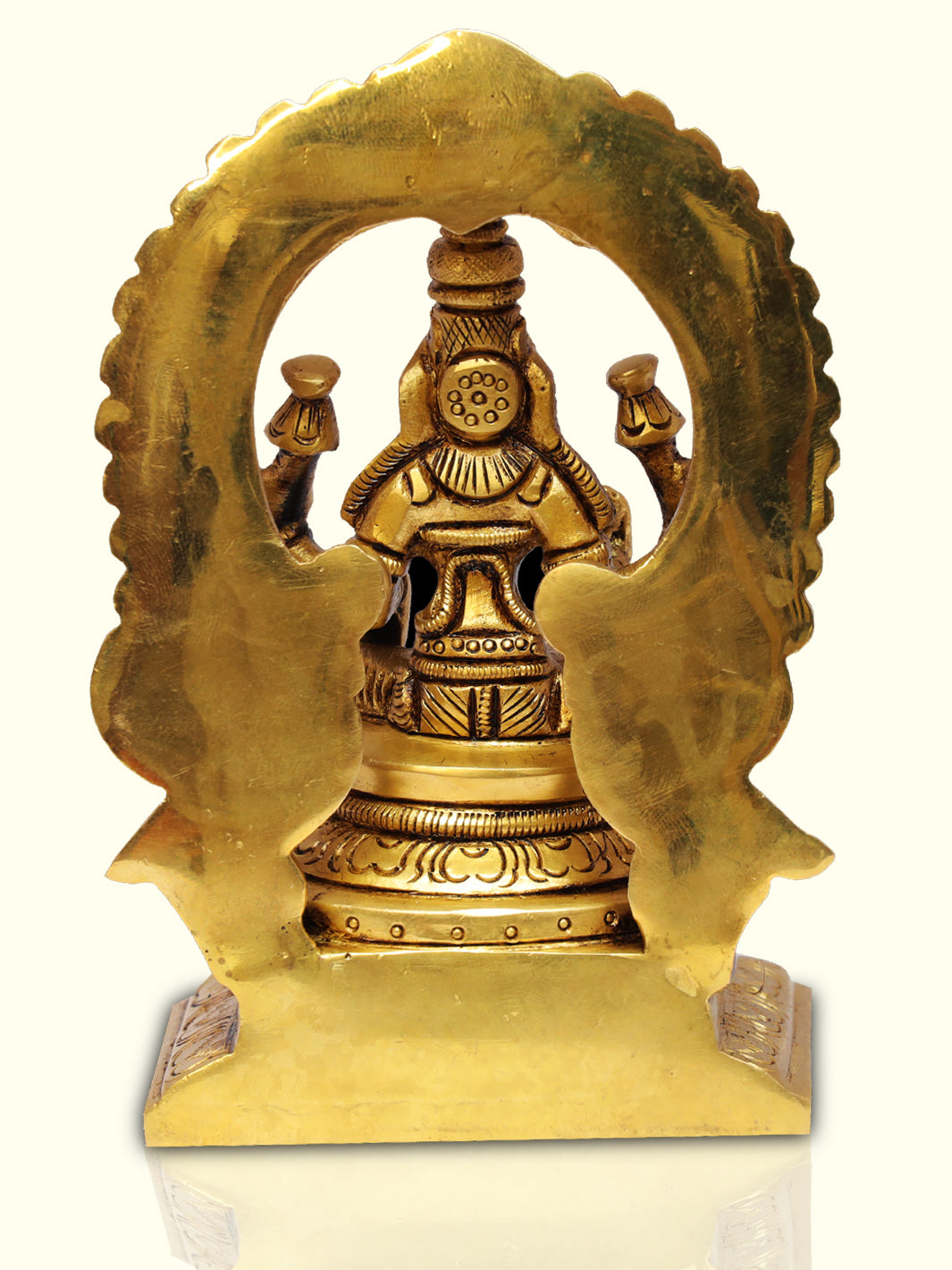 5" Brass Lakshmi with Arch in Yellow Antique Finish - Sripuram Store