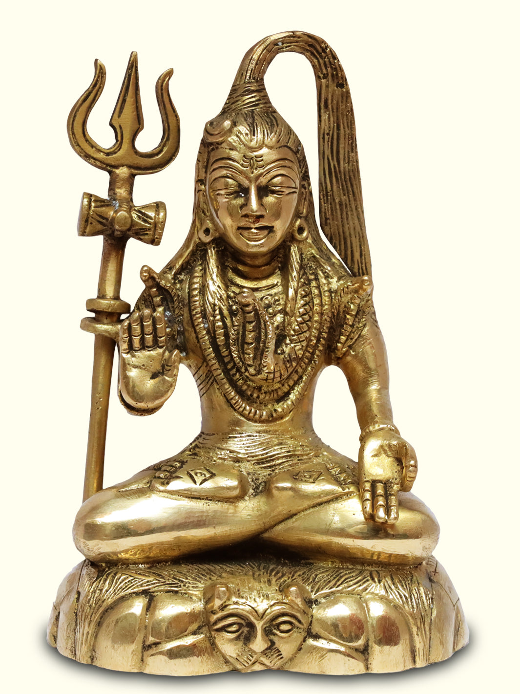 6" Brass Shiva - seated - Sripuram Store