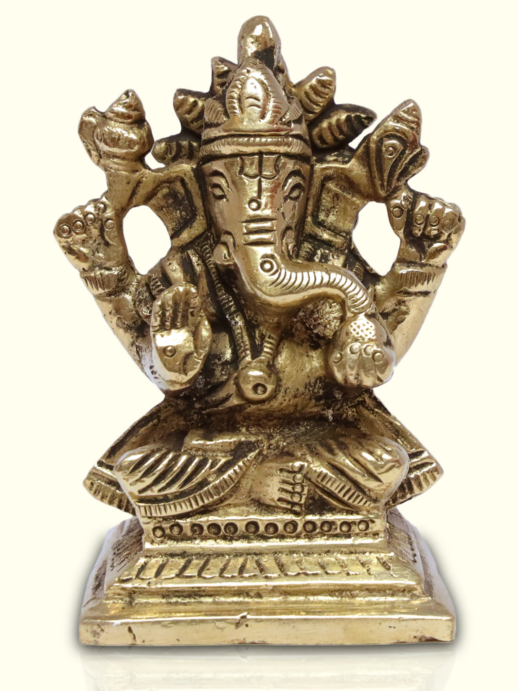 2.5" Brass Ganesha with Square Base - Sripuram Store