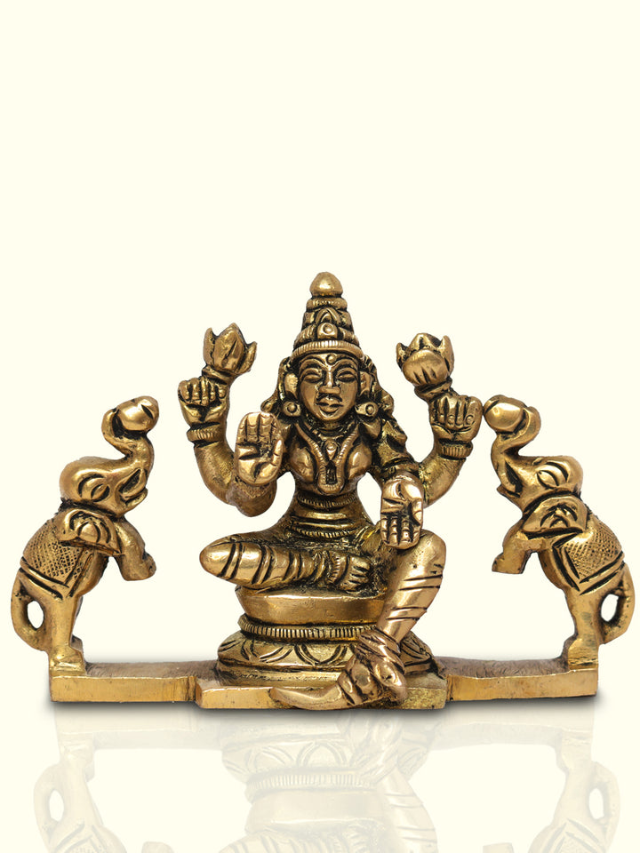 2.5" Brass Gajalakshmi Antique Finish - Sripuram Store