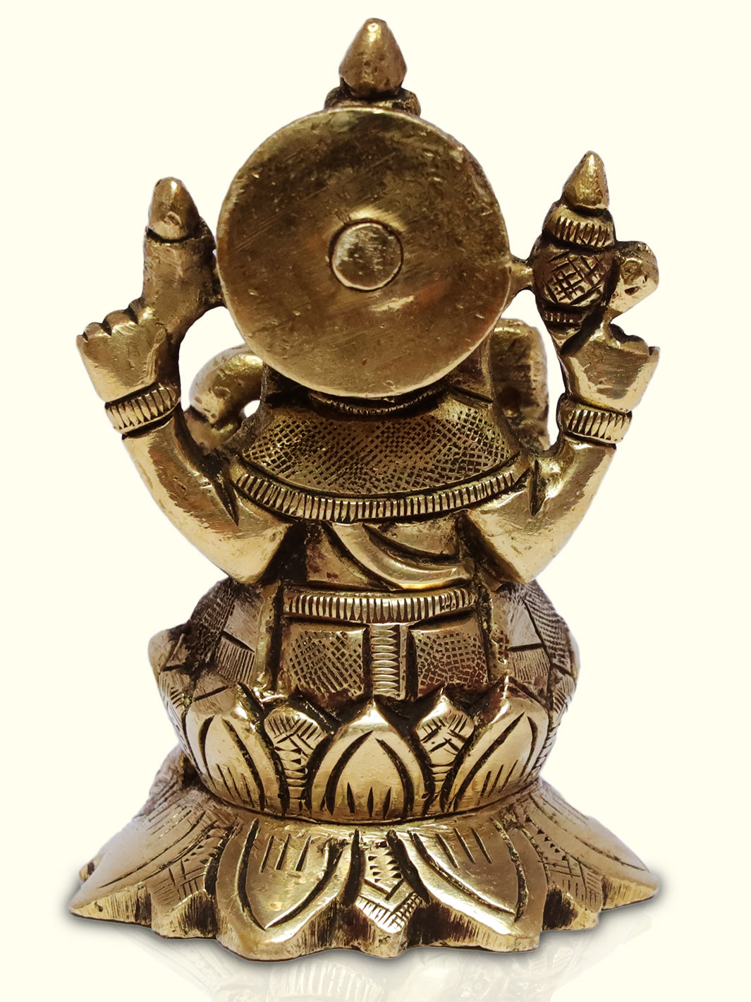 3" Brass Ganesha with Lotus Base - Sripuram Store