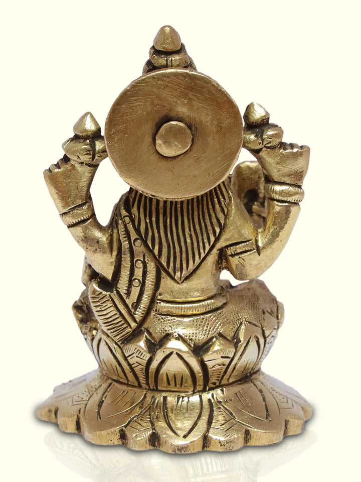 3" Brass Lakshmi with Lotus Base - Sripuram Store