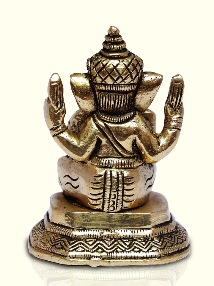 3" Brass Ganesha with D Shape Base - Sripuram Store