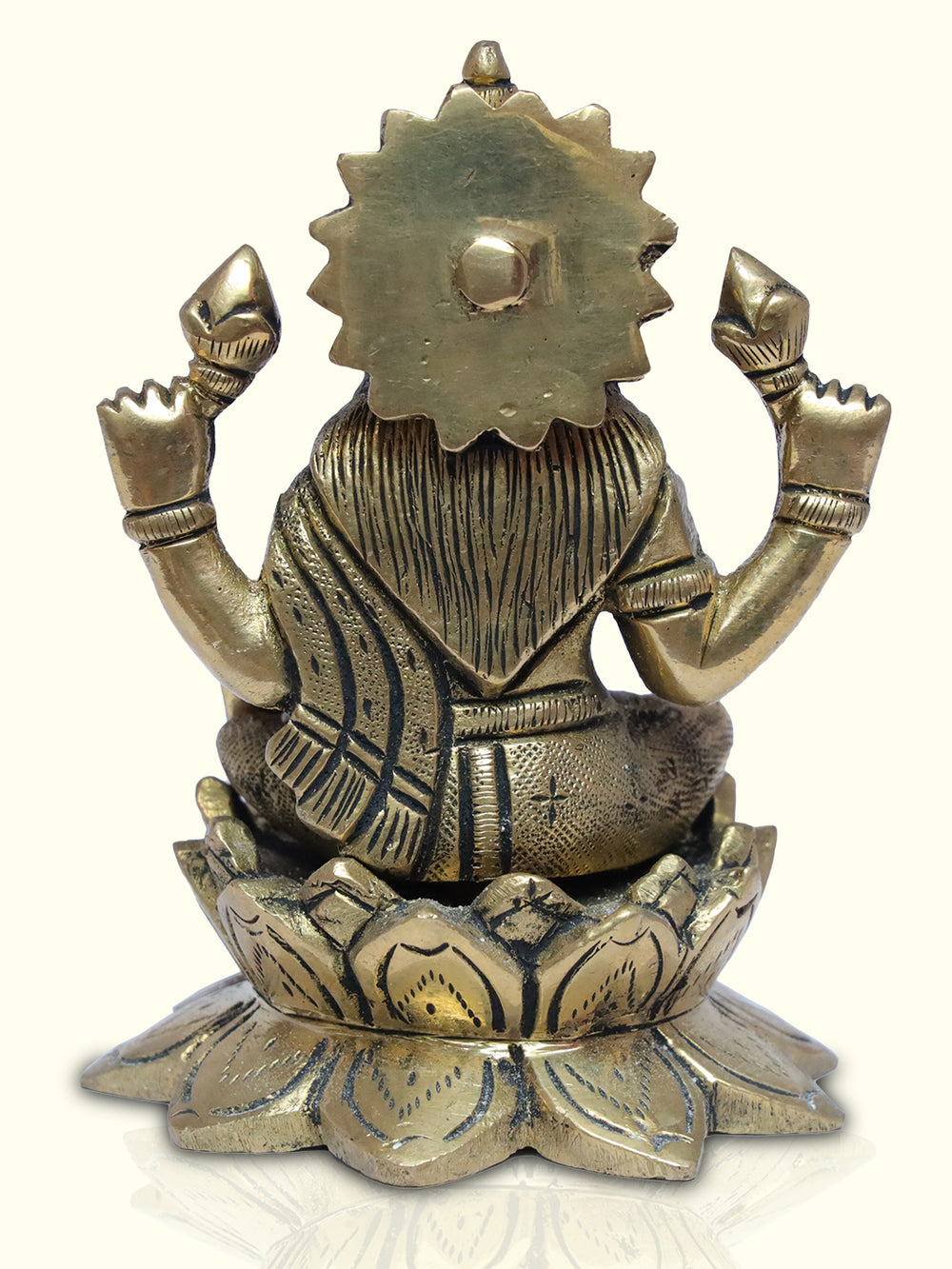 4" Brass Lakshmi with Lotus Base in Special Finish - Sripuram Store