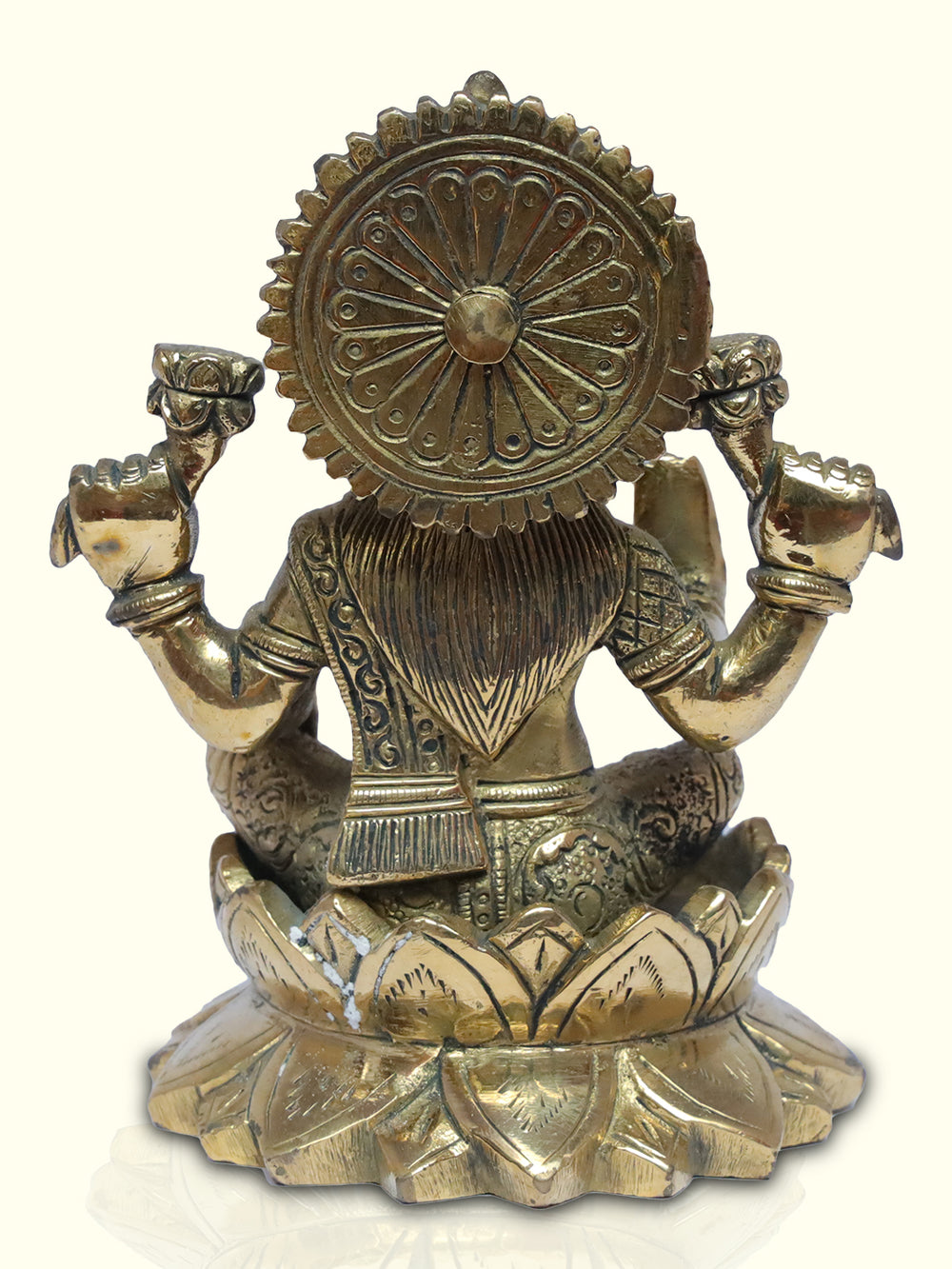 6" Brass Lakshmi with Lotus Base in Special Finish - Sripuram Store