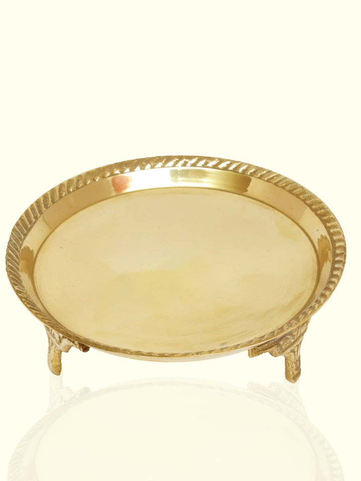 4.5" Wide Brass Plate with Stand - Sripuram Store