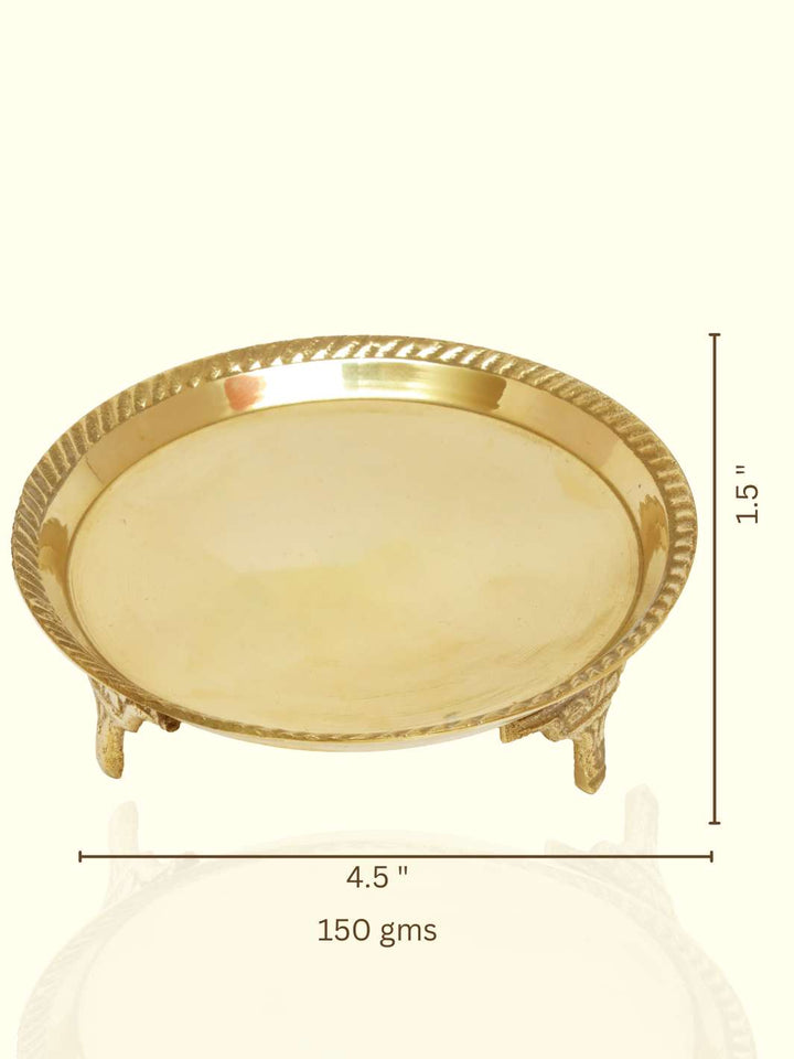 4.5" Wide Brass Plate with Stand - Sripuram Store