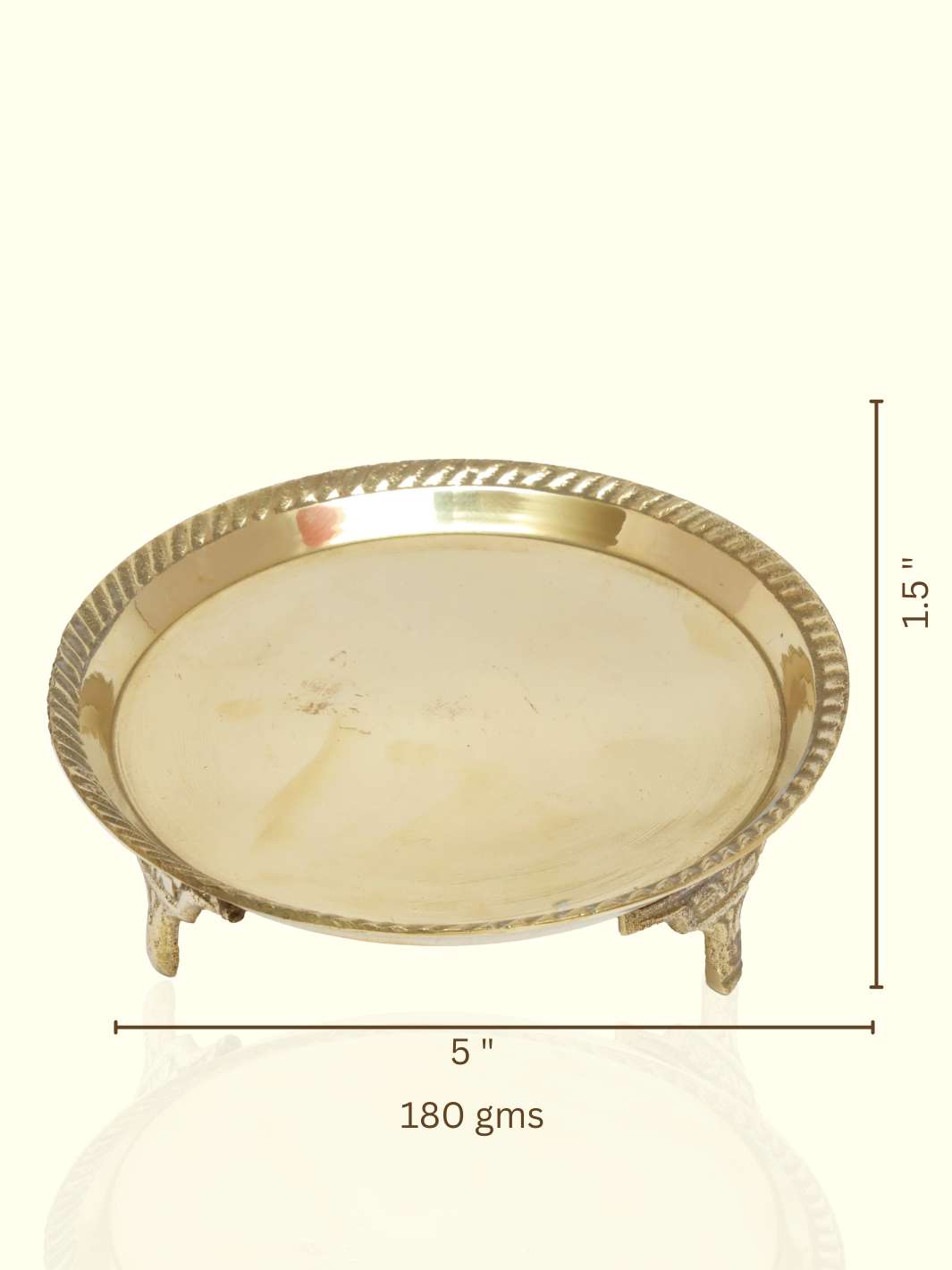 5" Wide Brass Plate with Stand - Sripuram Store