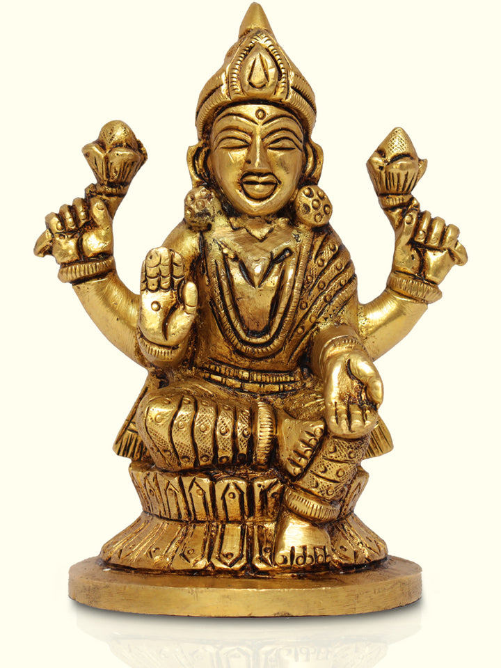 4 " Brass Lakshmi with Round Base - Sripuram Store