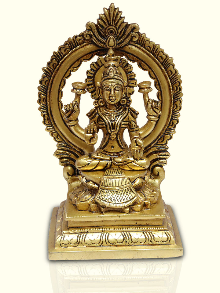 7" Brass Lakshmi with an Arch and Special Finish - Sripuram Store