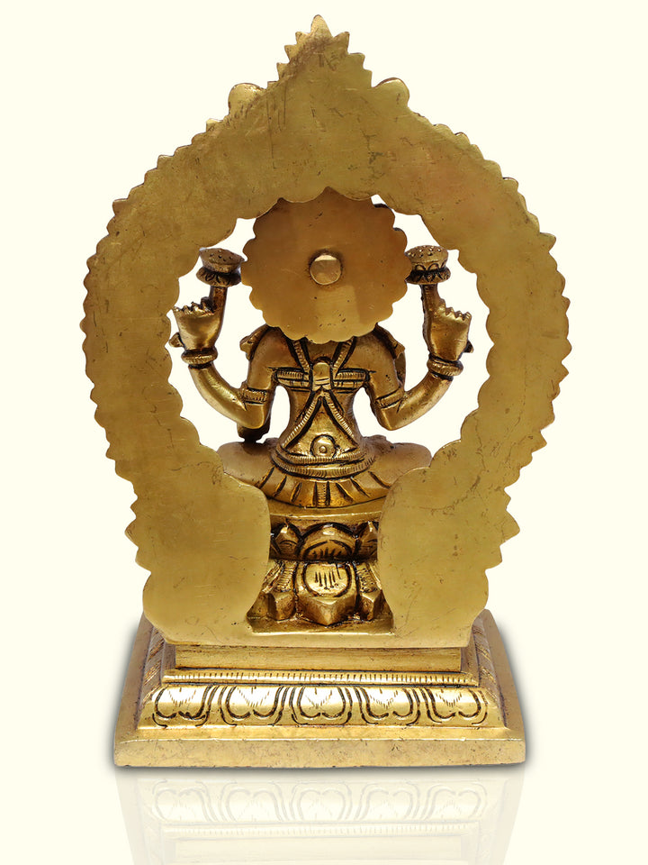 7" Brass Lakshmi with an Arch and Special Finish - Sripuram Store