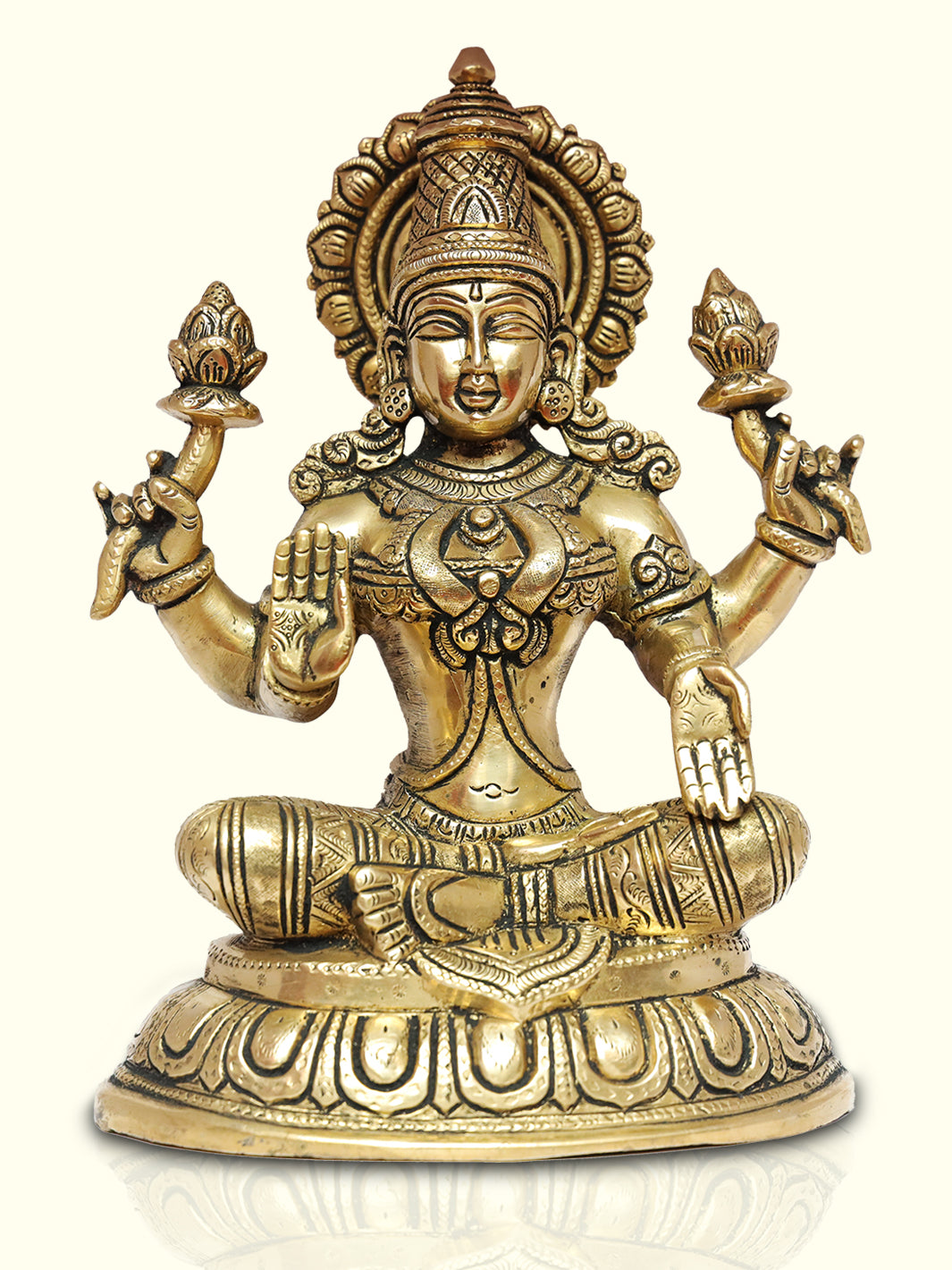 10.5" Brass Lakshmi with Oval Base - Sripuram Store